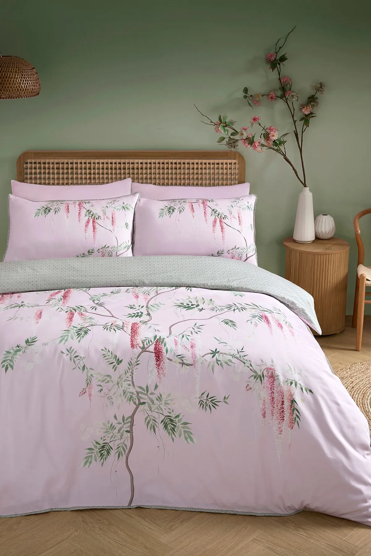 Soiree 'Enya' 100% Cotton Floral Print Duvet Cover Set in Pink