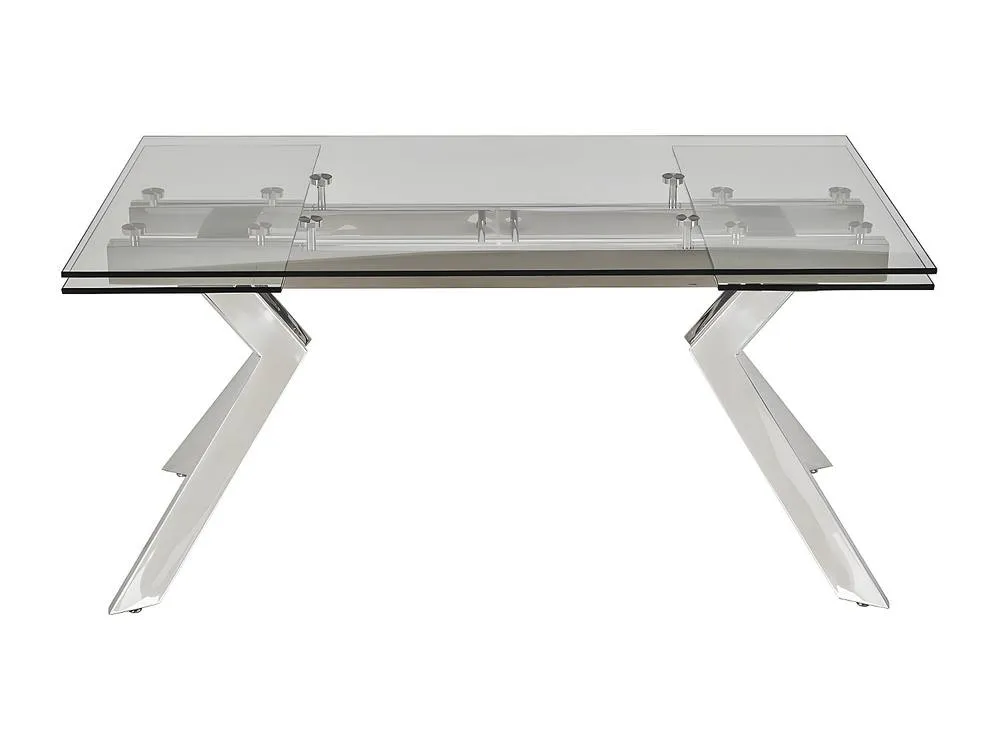 Vente-unique Extendable Dining Table - Tempered Glass & Metal - 6 To 8 Seats in Clear 2