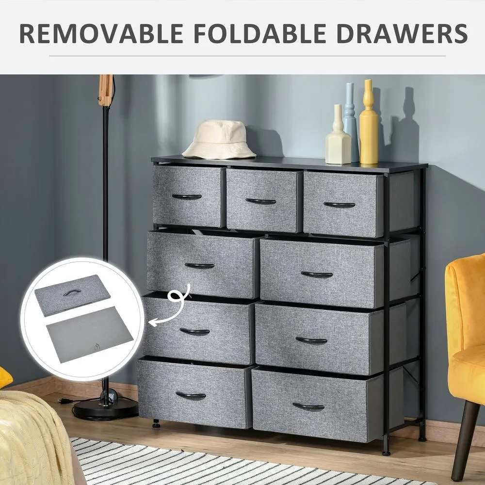 HOMCOM 9 Drawers Storage Chest Dresser Storage Organizer Unit in Black 6