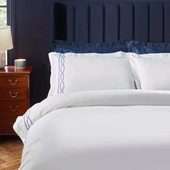 Dorma Coastal Embroidery 100% Cotton Duvet Cover & Pillowcase Set 2