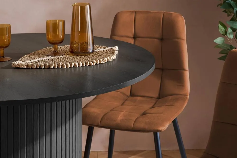Birlea Axel Round Fluted Dining Set Table with 4 Chairs 3