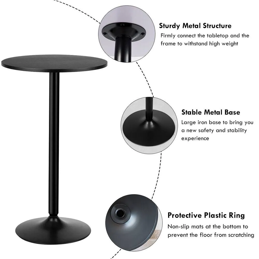 Costway Round Bar Table Counter Bistro Pub Table for Restaurant Kitchen in Black 4