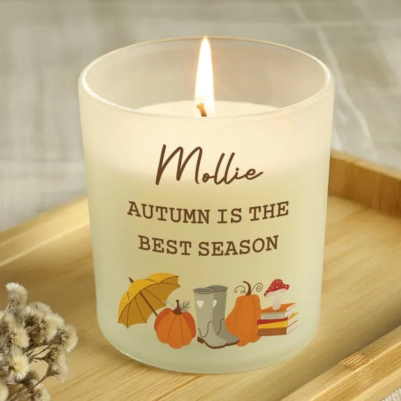 Personalised Pumpkin Frosted Glass Candle 3