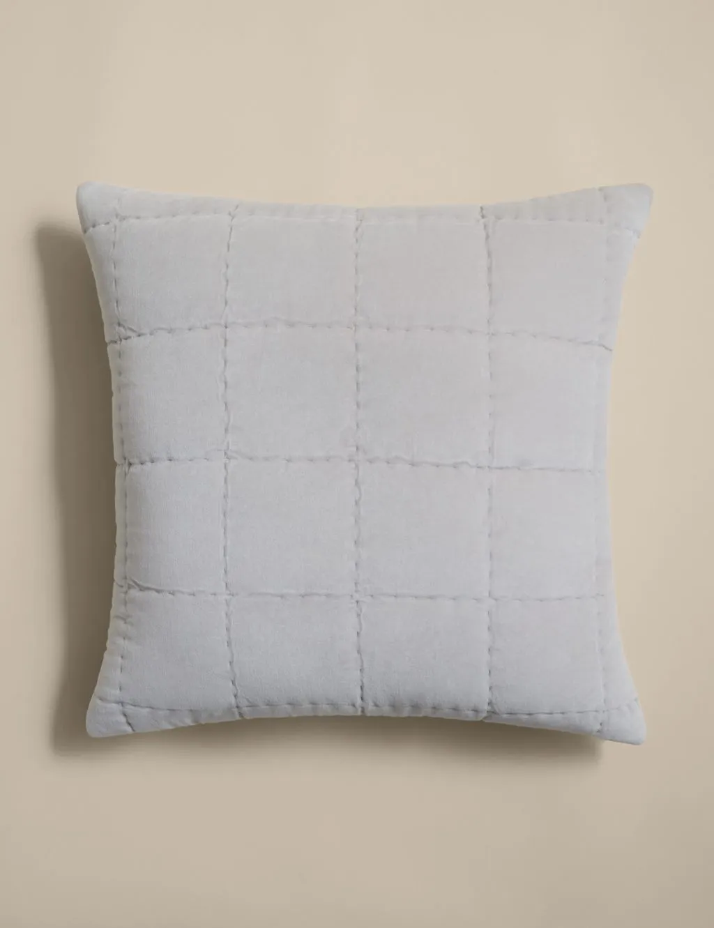 M&S Pure Cotton Velvet Quilted Cushion Dove
