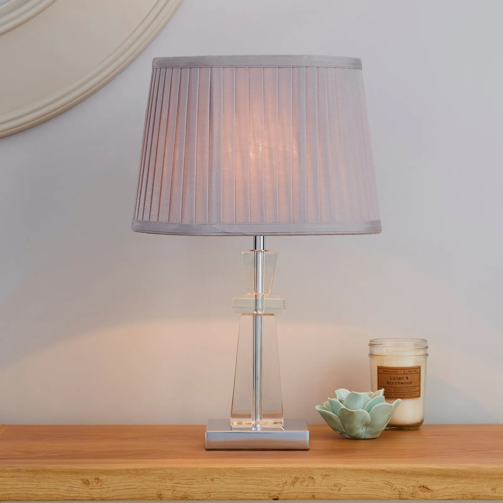 Pyramid Large Crystal Grey Table Lamp Grey
