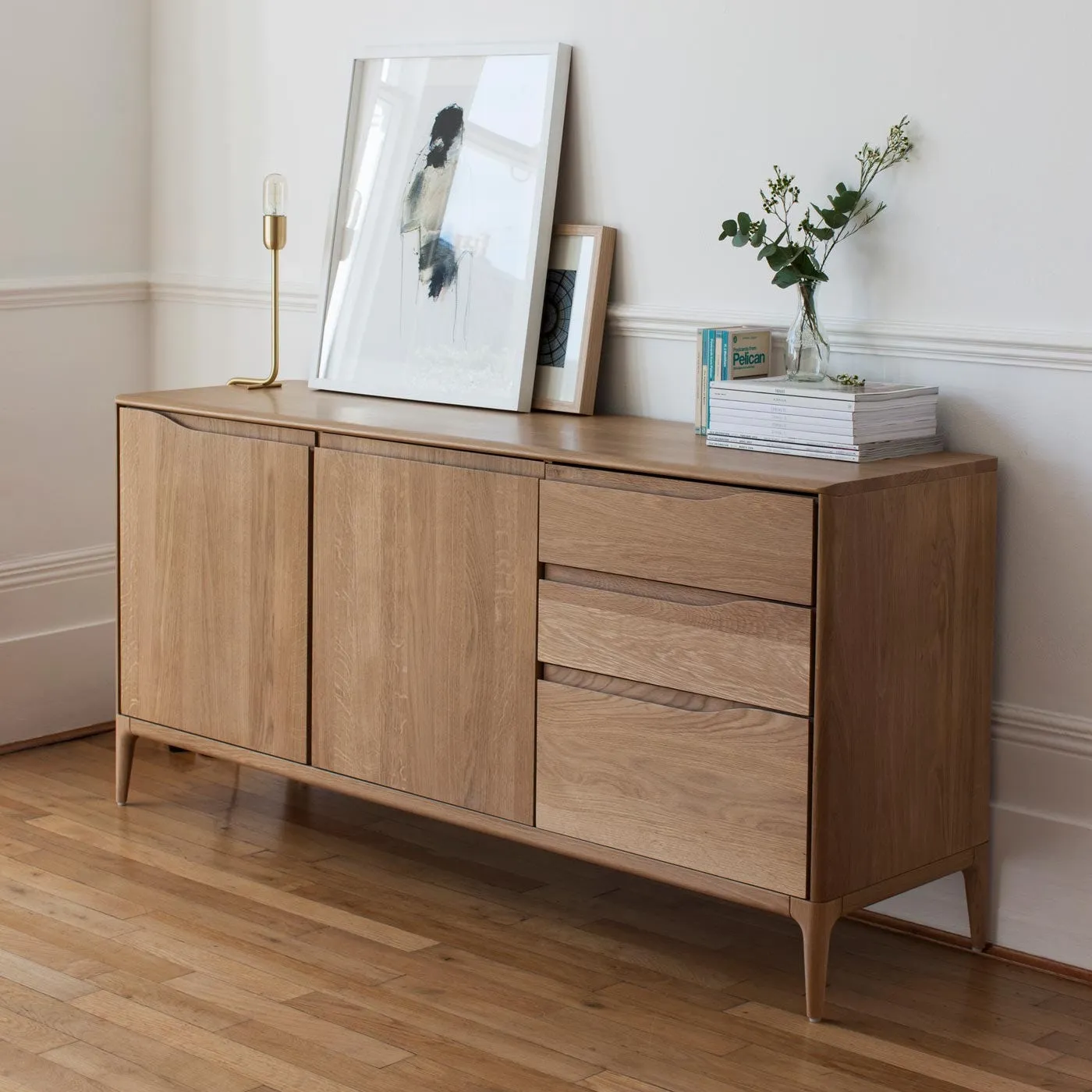 Ercol Romana Small Sideboard 3 Drawer Clear Matt Oak 3