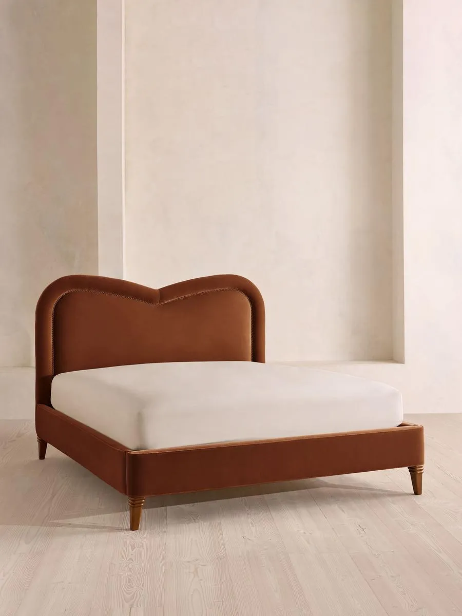 Keira Bed, King, Velvet, Cinnamon