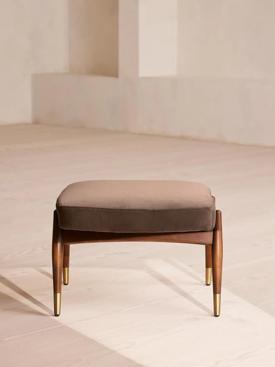 Theodore Footstool, Velvet, Taupe