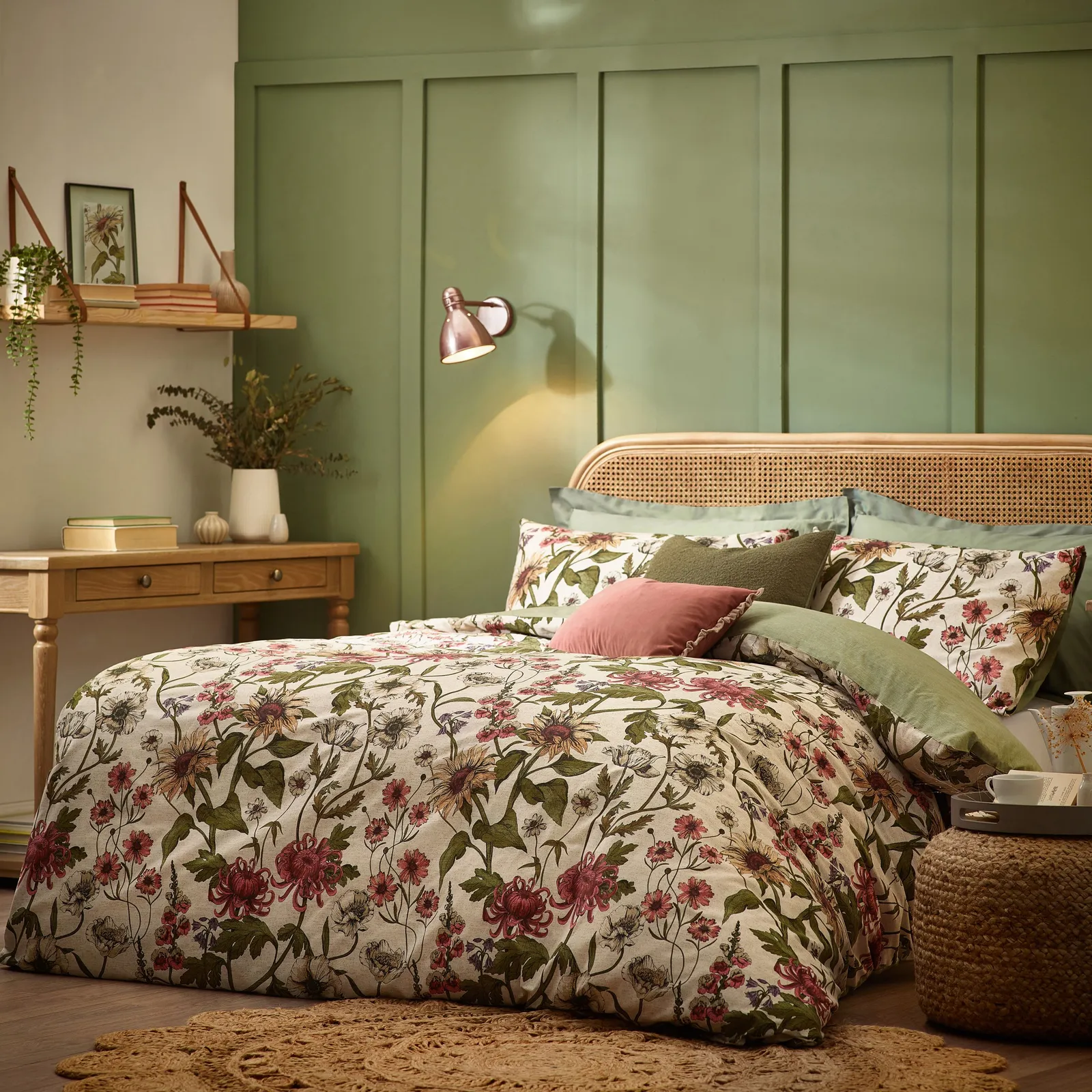Wylder Nature Wallflower Slub Cotton Floral Duvet Cover Set in Natural
