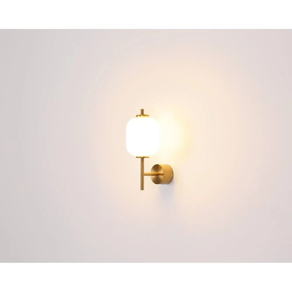 Netlighting Ewald Wall Lamp BrassColoured Opal Glass Shade LED 3000K in Gold 5