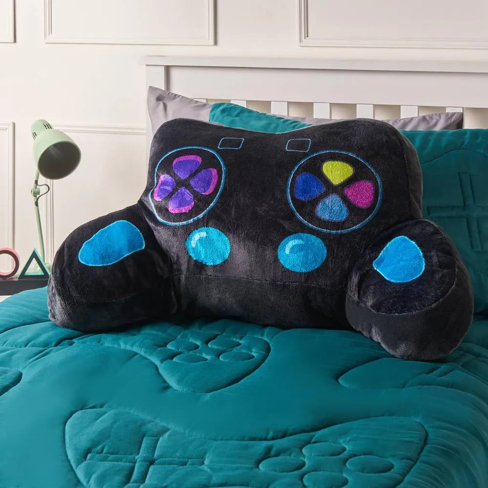 OHS Gaming Controller Cuddle Cushion Novelty Reading Pillow in Black