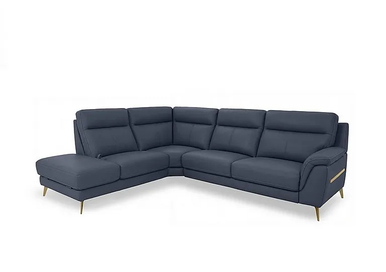 Eclipse Leather Left Hand Facing Corner Sofa with Chaise End Storage