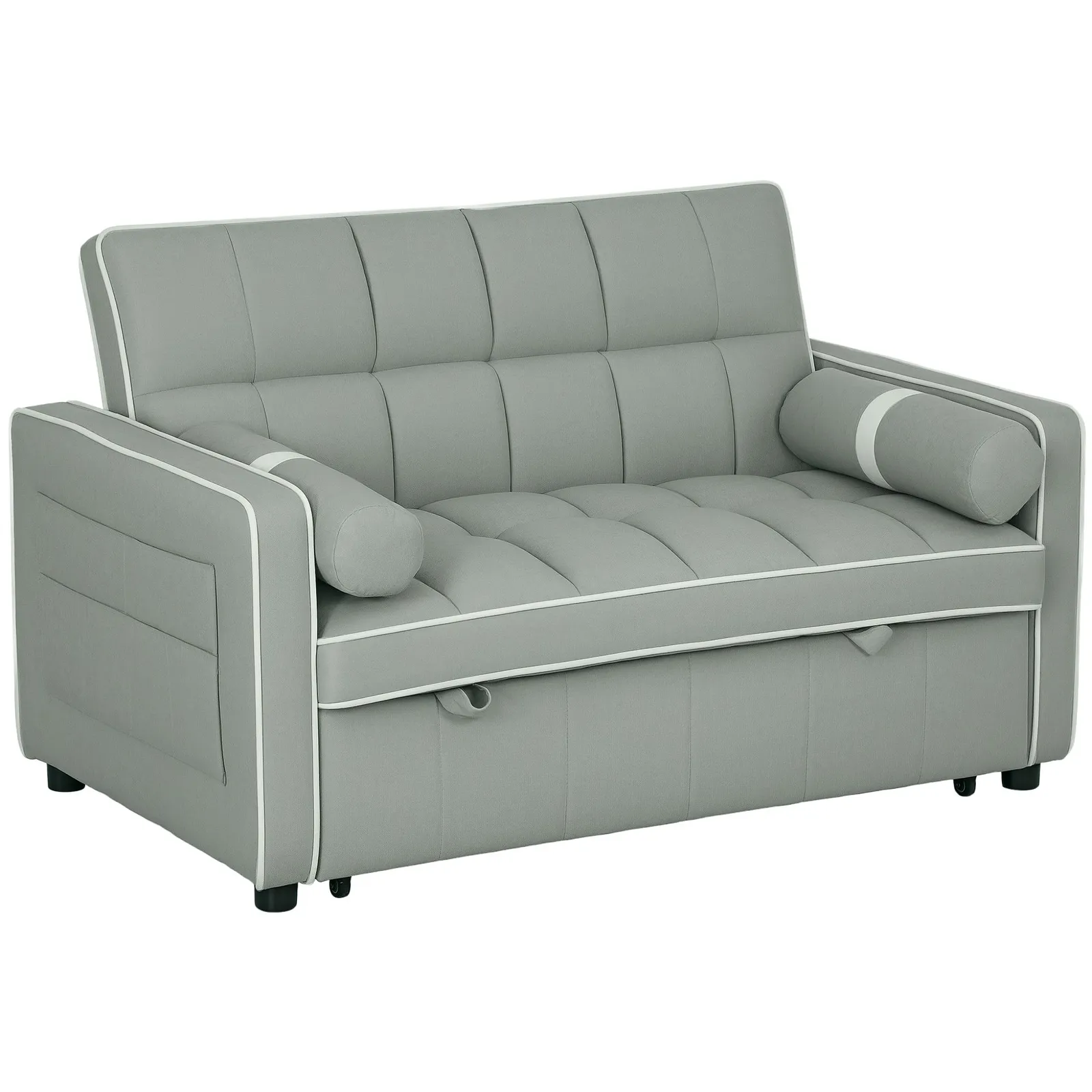HOMCOM 2 Seater Pull Out Sofa Bed with Adjustable Backrest in Light Grey 2