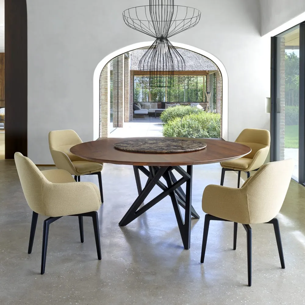 Ligne Roset Ennea Round Dining Table in Emperador Ceramic 4
