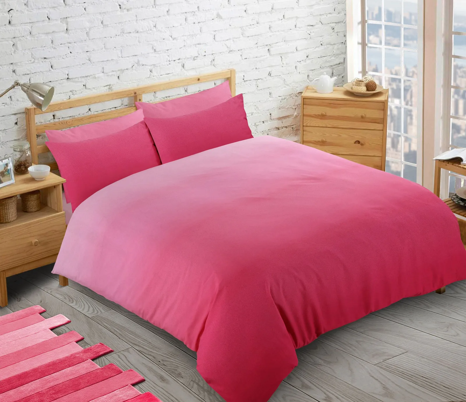 Velosso Elevations Duvet Cover & Pillowcase Set - Printed Cotton Rich in Pink