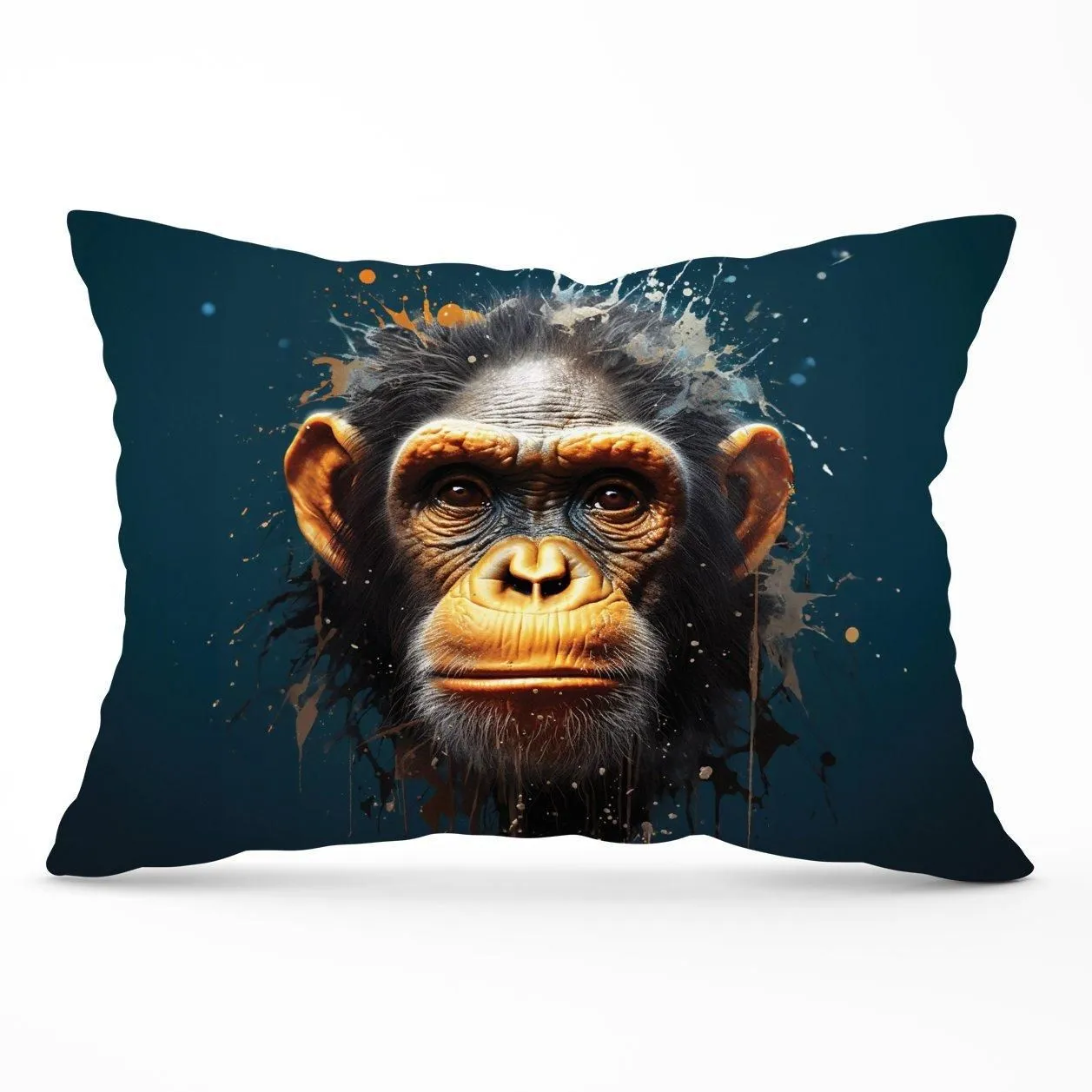 Warren Reed - Designer Splashart Realistic Monkey Face Cushions in Brown