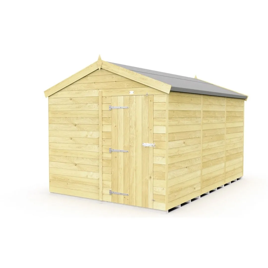 Buttercup Farm 8 x 12 Feet Apex Shed - Single Door W/O Window - L358 x W231 x H217 cm in Brown