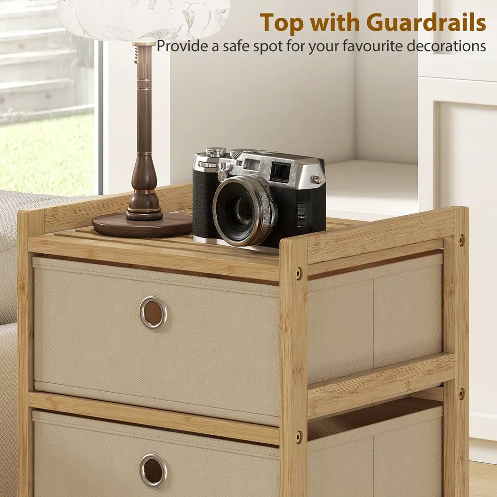 HOMCOM Chest of Drawers, 3 Drawers Dresser with Bamboo Frame, Cream White 6