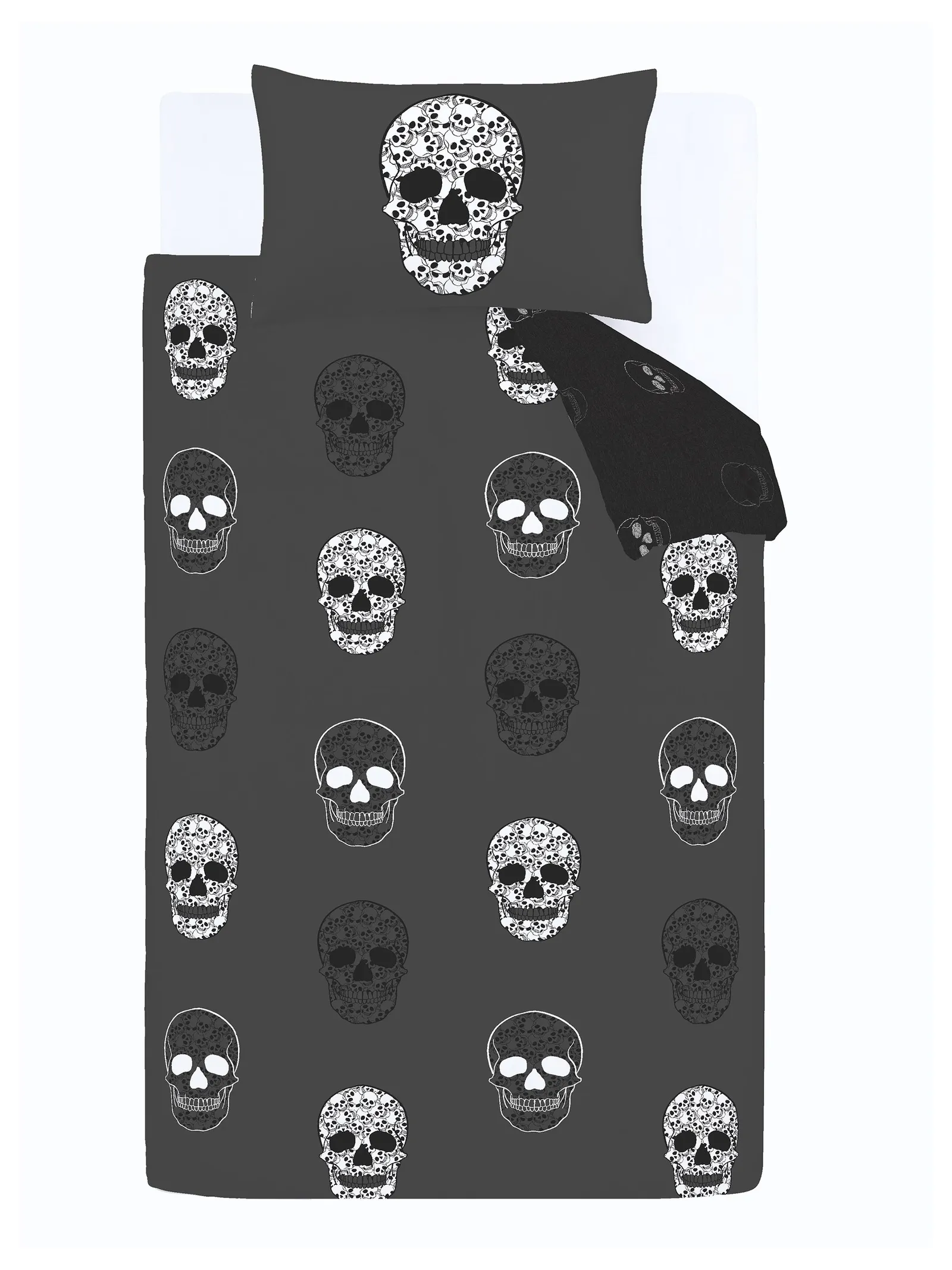 Catherine Lansfield 'Skulls' Halloween Duvet Cover Set in Grey 5