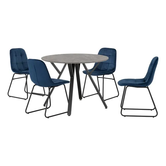 Athens 4 Seater Round Dining Table with 4 Lukas Chairs 1