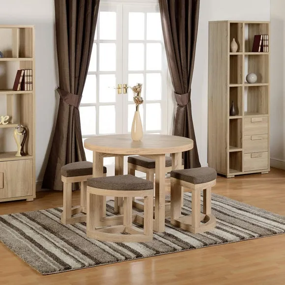 Cambourne 4 Seater Round Stowaway Dining Table with 4 Chairs 2