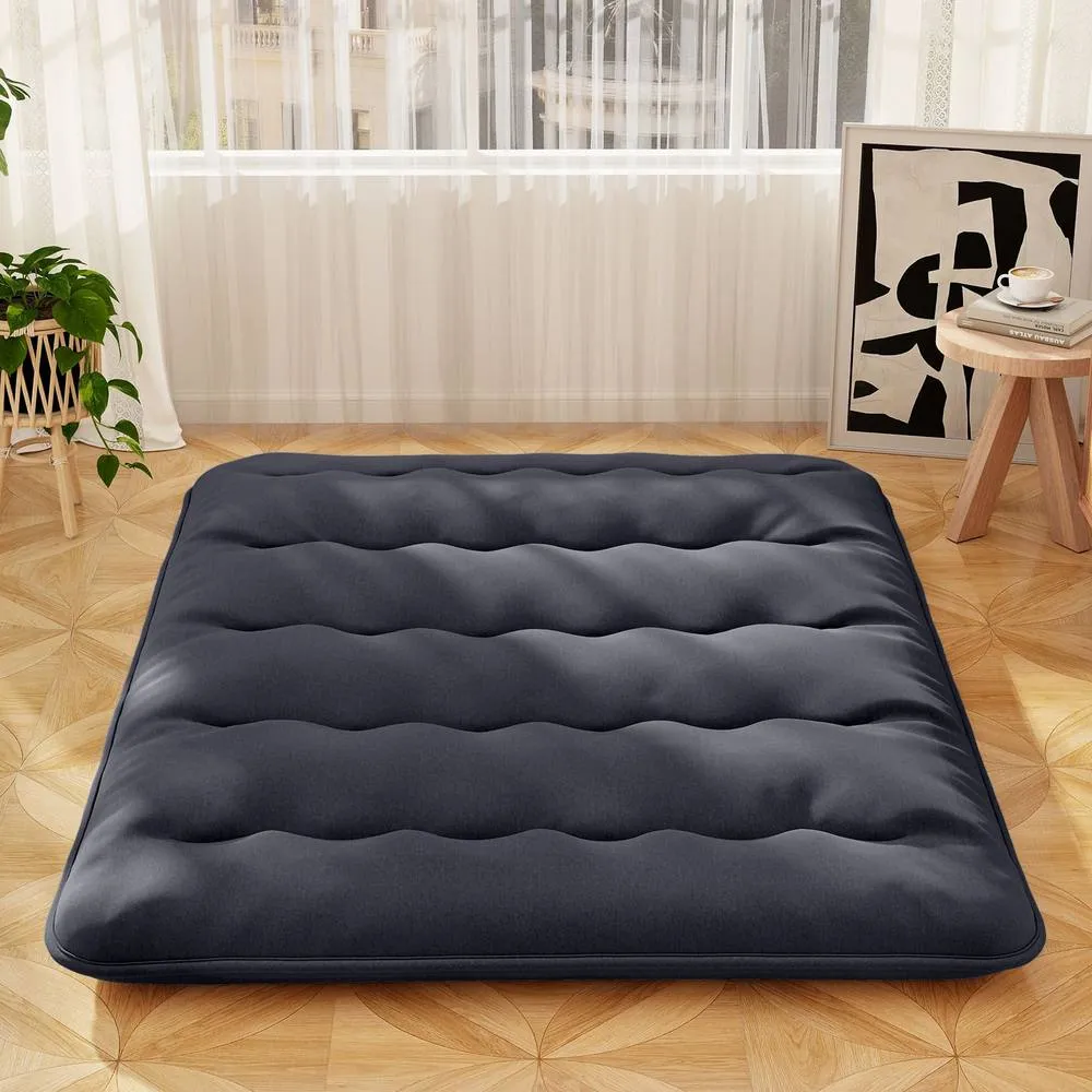 Costway King Size Japanese Floor Mattress Futon Mattress 200x150x10cm-Black in Black 5