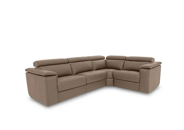 Canto Small Leather Corner Sofa - Torello Taupe