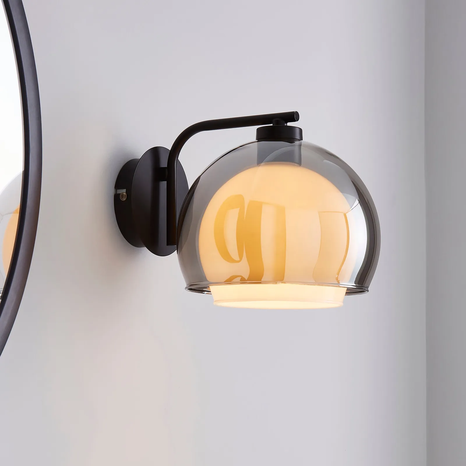 Elements Ramona Glass Wall Light Chrome