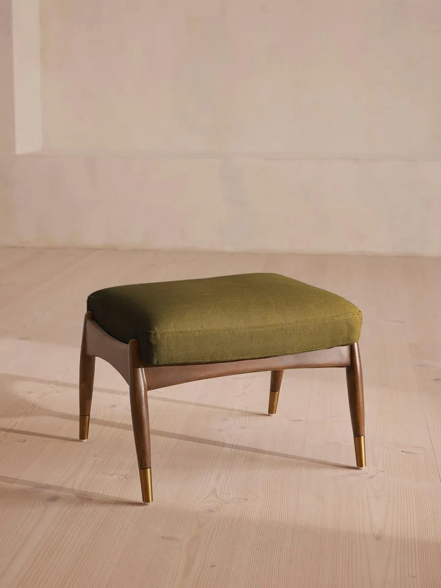 Theodore Footstool, Linen, Olive