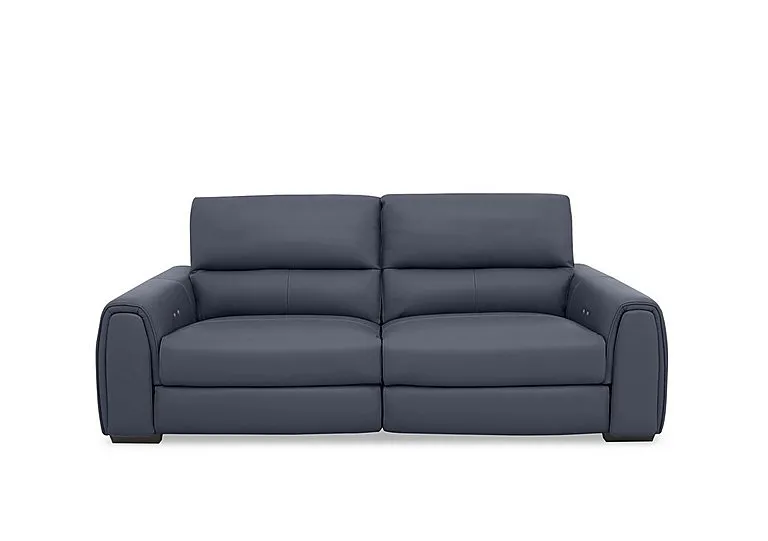 Flex Leather 3 Seater Power Recliner Sofa with Storage Arms - BV Ocean Blue