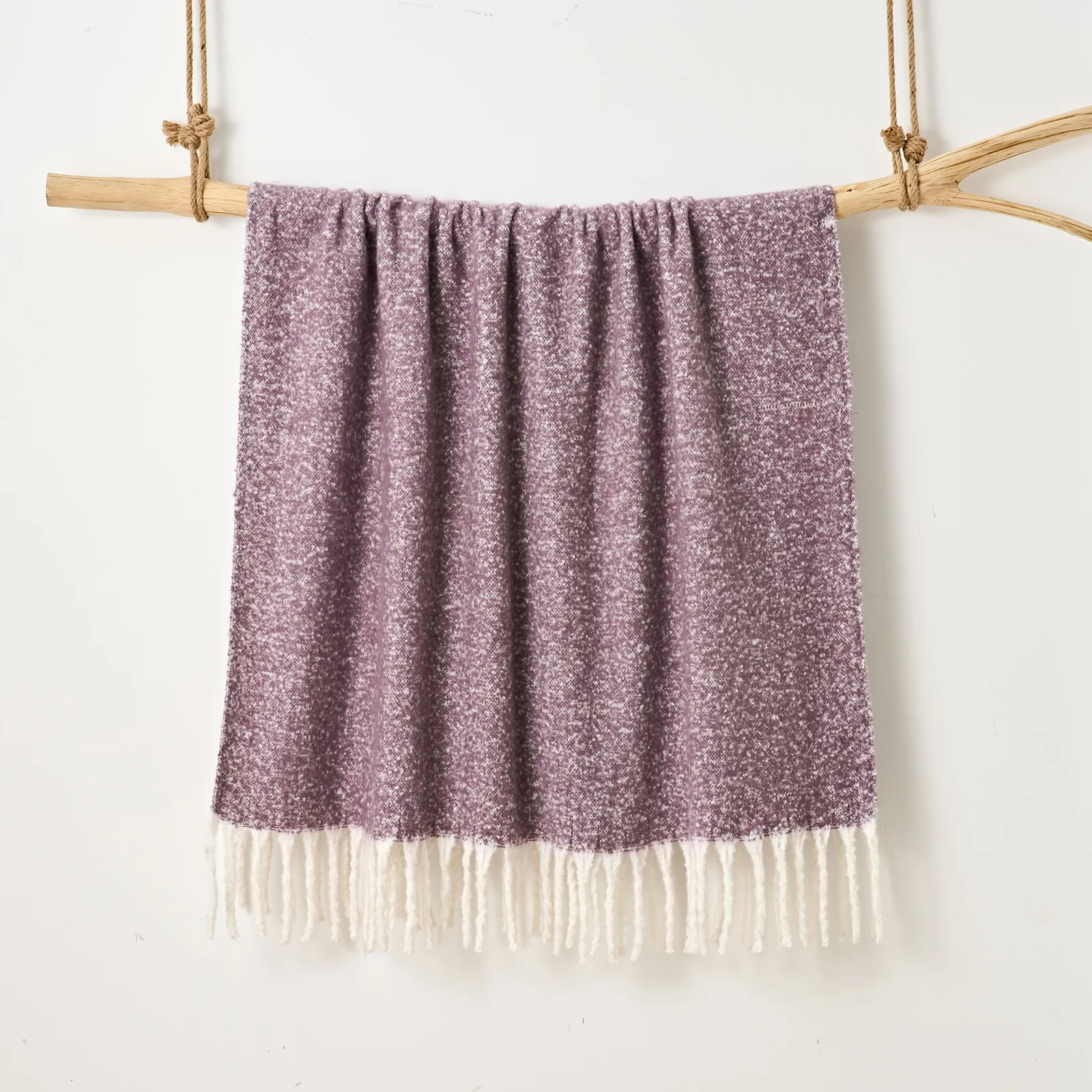 Allure Bath Fashions Aisling Super Soft Faux Fur Tasselled Sofa Throw Blanket in Purple