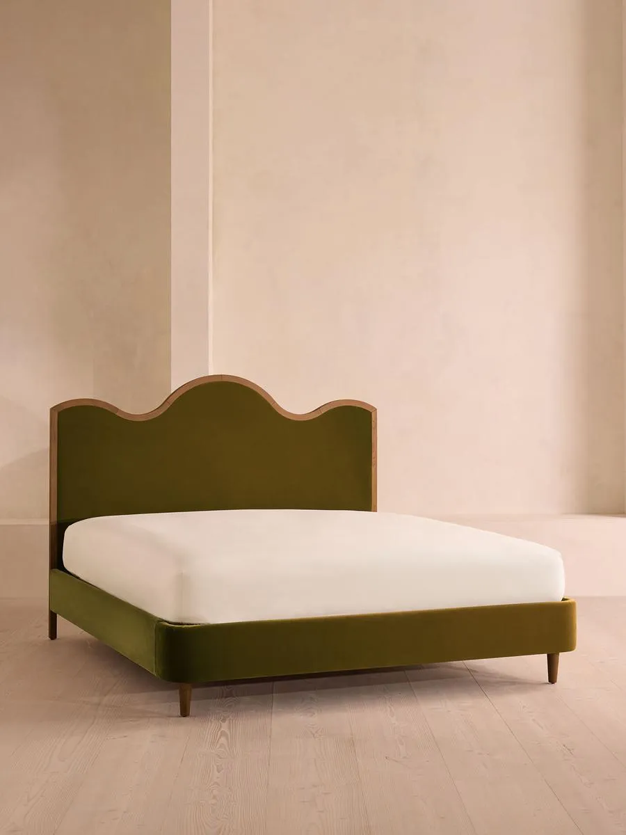 Aubrey Bed, King, Velvet, Olive