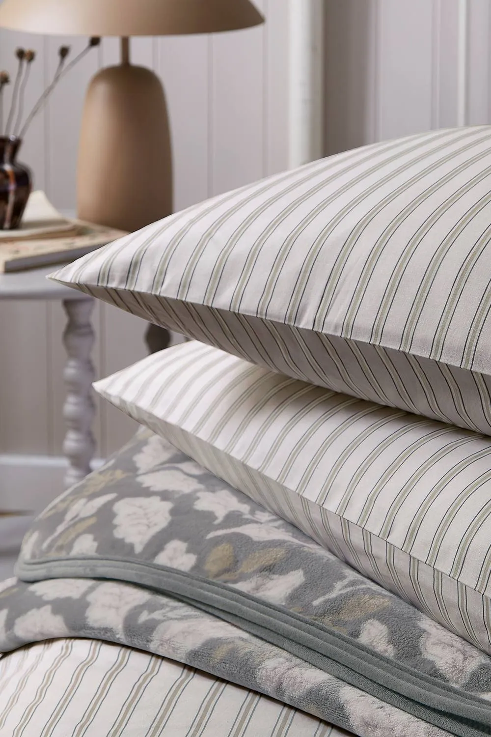 Helena Springfield 'Ticking Stripe' Cotton Duvet Cover Set in Cream 5