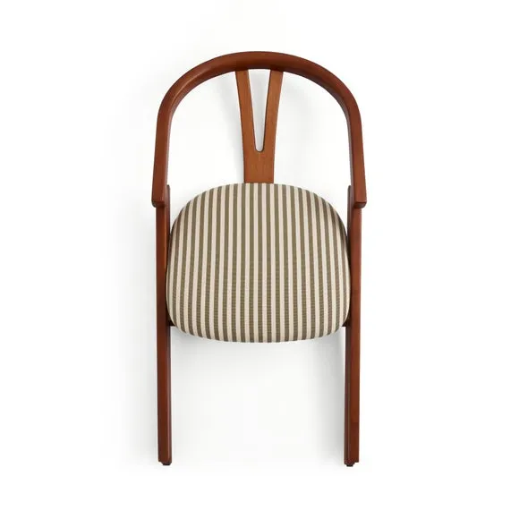 Ansel Set of 2 Wishbone Dining Chairs, Striped Fabric 6