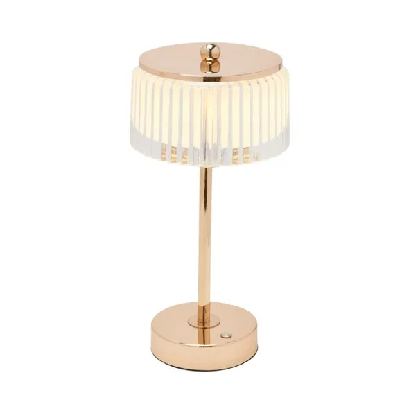 Hestia Gold Base Crystal Trim Rechargeable Colour Changing LED Touch Table Lamp 2