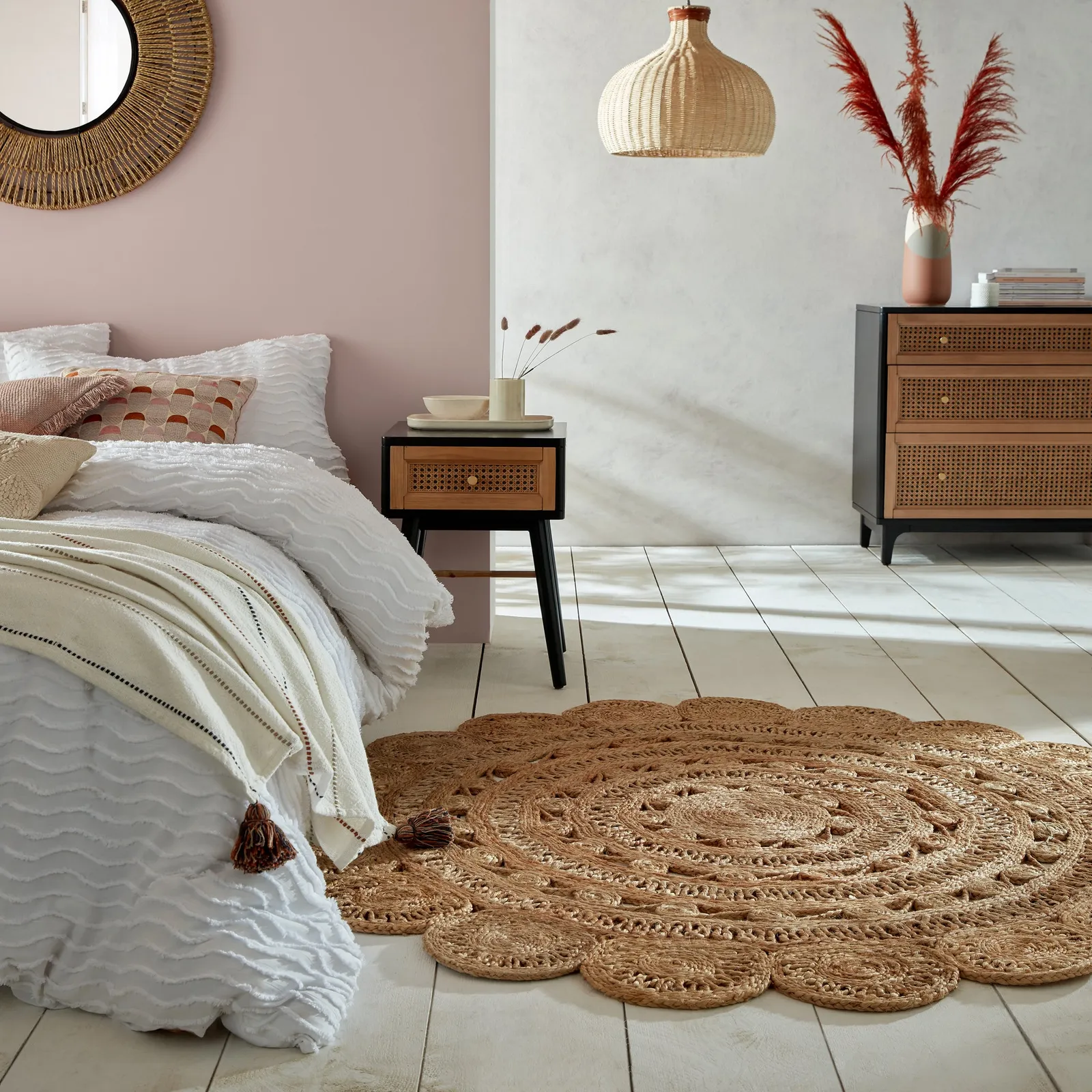 Hand Made Jute Dia. 150cm Circle Rug Brown