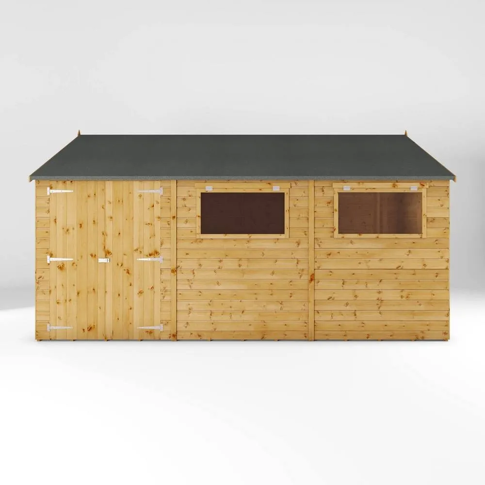 Mercia 15 x 10 Feet Premium Shiplap Reverse Apex Workshop in Light Brown 3