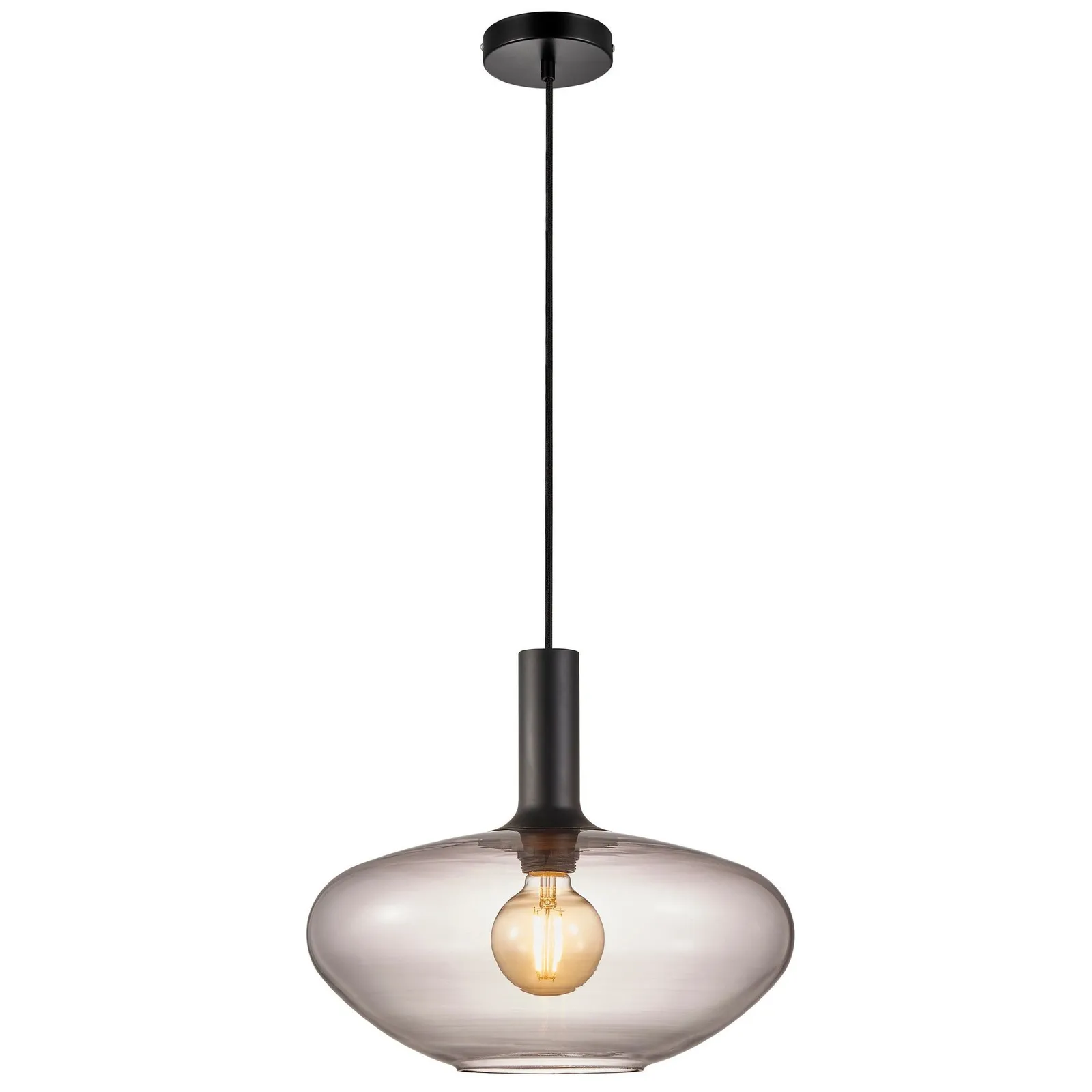 Nordlux Alton Pendant Light Black Glass Dining Room E27 Mains 35cm