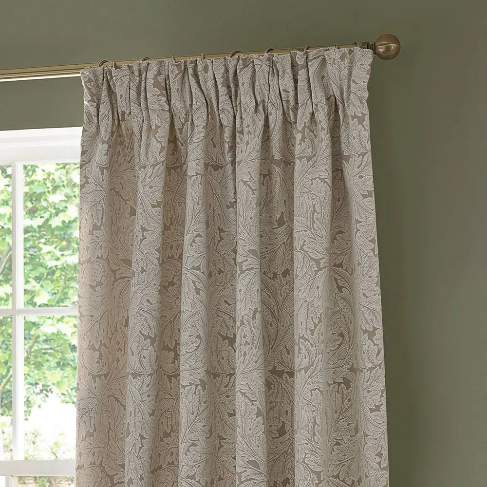 Morris & Co Acanthus Jacquard Fully Lined Pencil Pleat Curtains in Cream 3