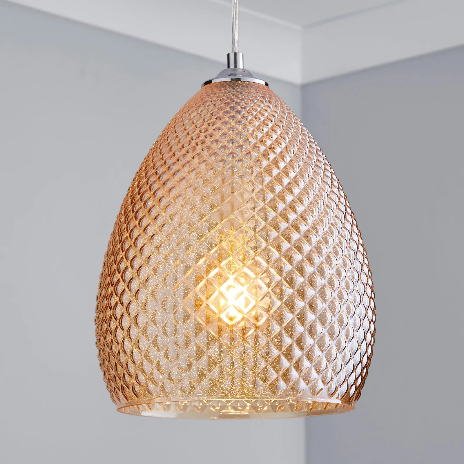 Kareli 1 Light Pendant Champagne Ceiling Fitting Champagne