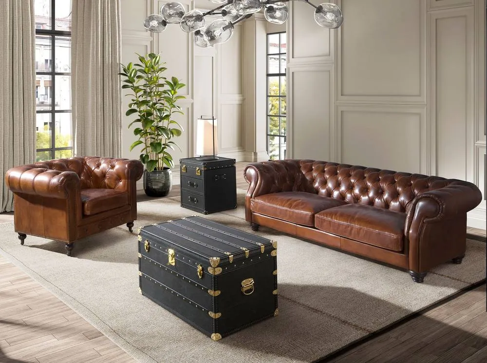 Angel Cerda Black Leather Trunk with Gold Studs 55x50x62 cm 4