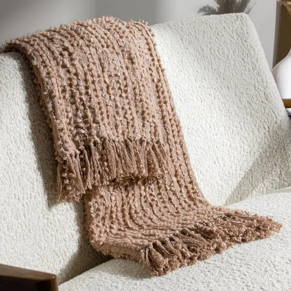 Arvo Boucle Polycotton Yarn Throw Blanket 130cm x 180cm