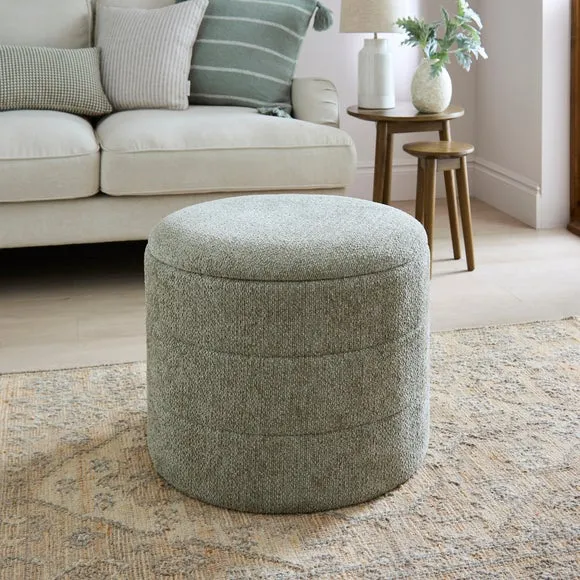 Chenille Round Ottoman with Tray 1