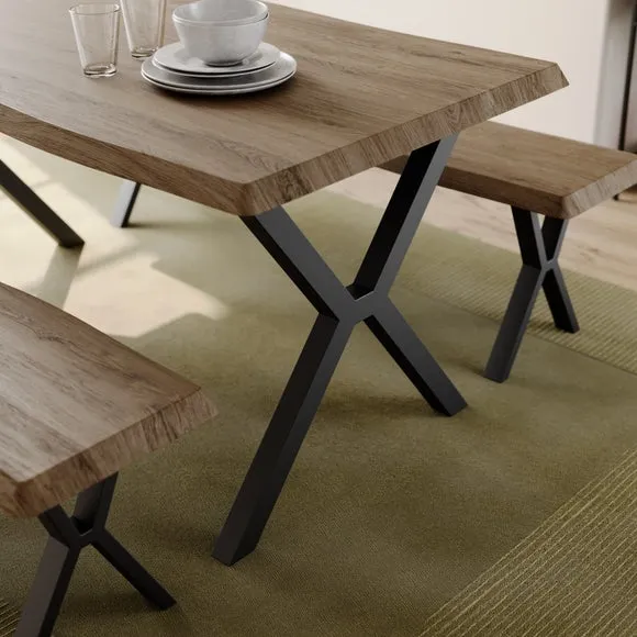 Ezra II 6 Seater Rectangular Dining Table with 2 Benches 4