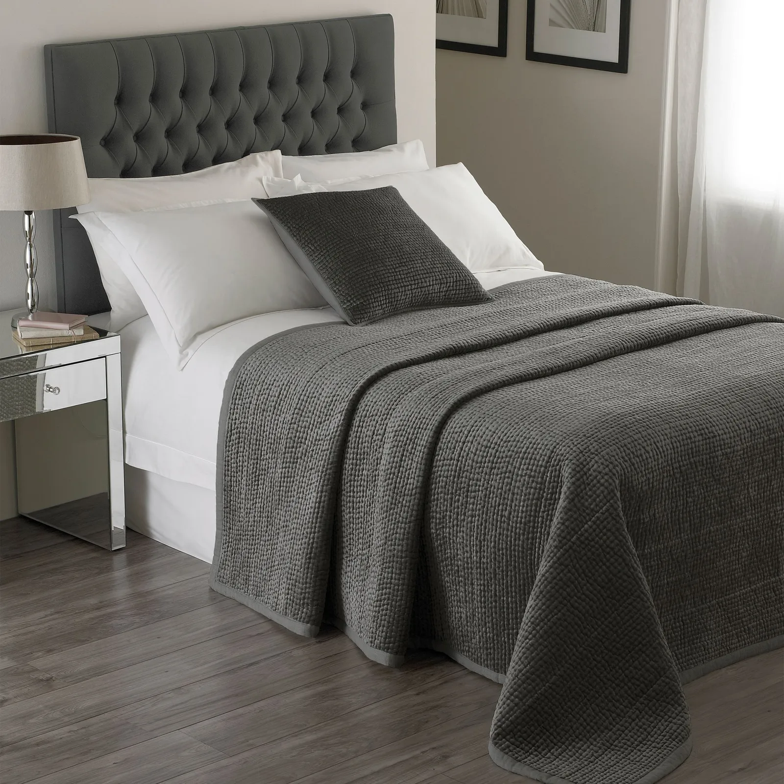 Paoletti Brooklands Quilted Bedspread in Grey 1