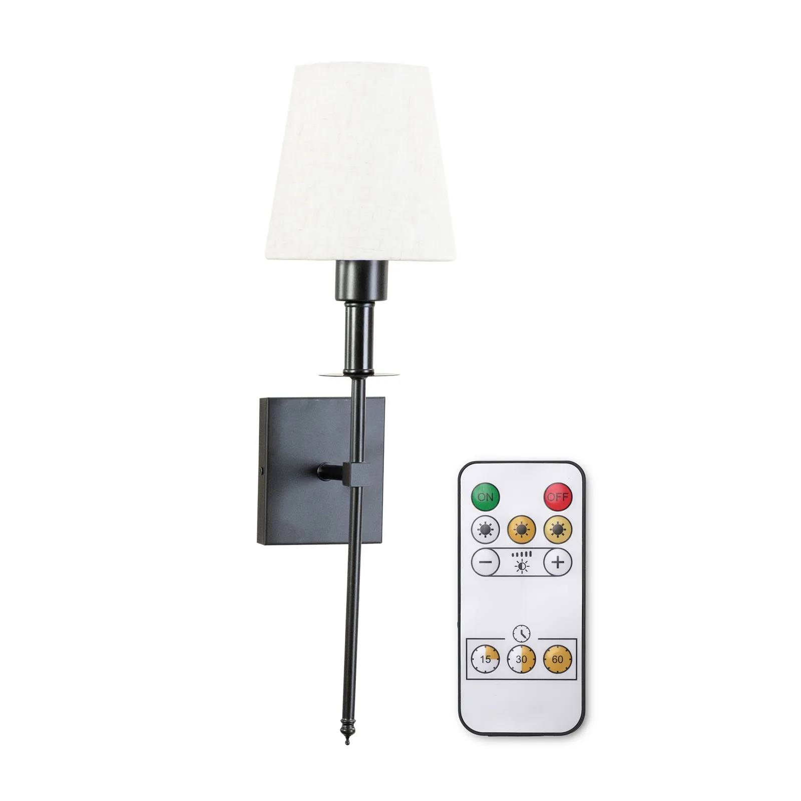 ValueLights Kincaid Rechargeable Single Easy Fit Dimmable Remote Control Wall Light with Shade in Black 2