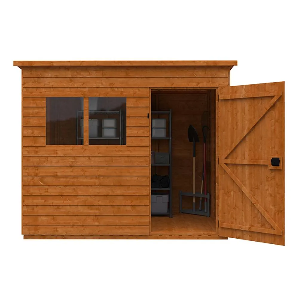 Buttercup Farm 8 x 6 Feet Budget Pent 9mm Shed - Solid Wood/Softwood/Pine in Burnt Orange 2