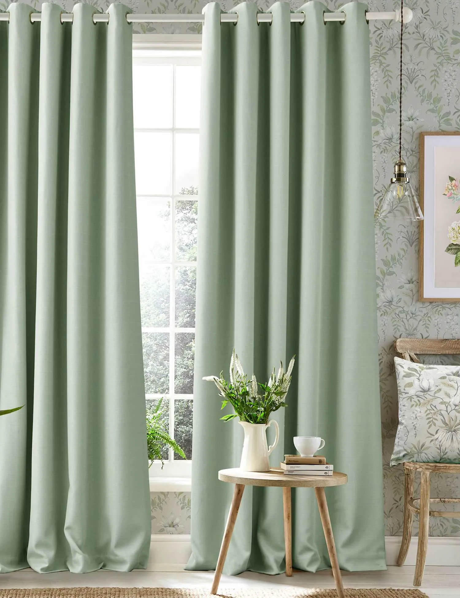 Laura Ashley Stephanie Eyelet Blackout Curtains Light Green