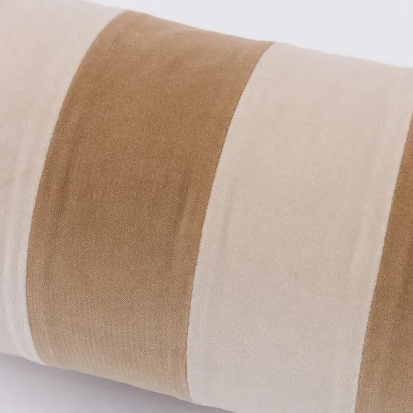 Clara Striped Cotton Velvet Bolster Cushion 6