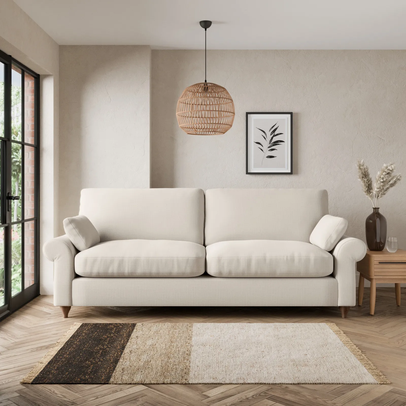 Salisbury Slub Cotton Blend 4 Seater Sofa Slub Cotton Sandstone